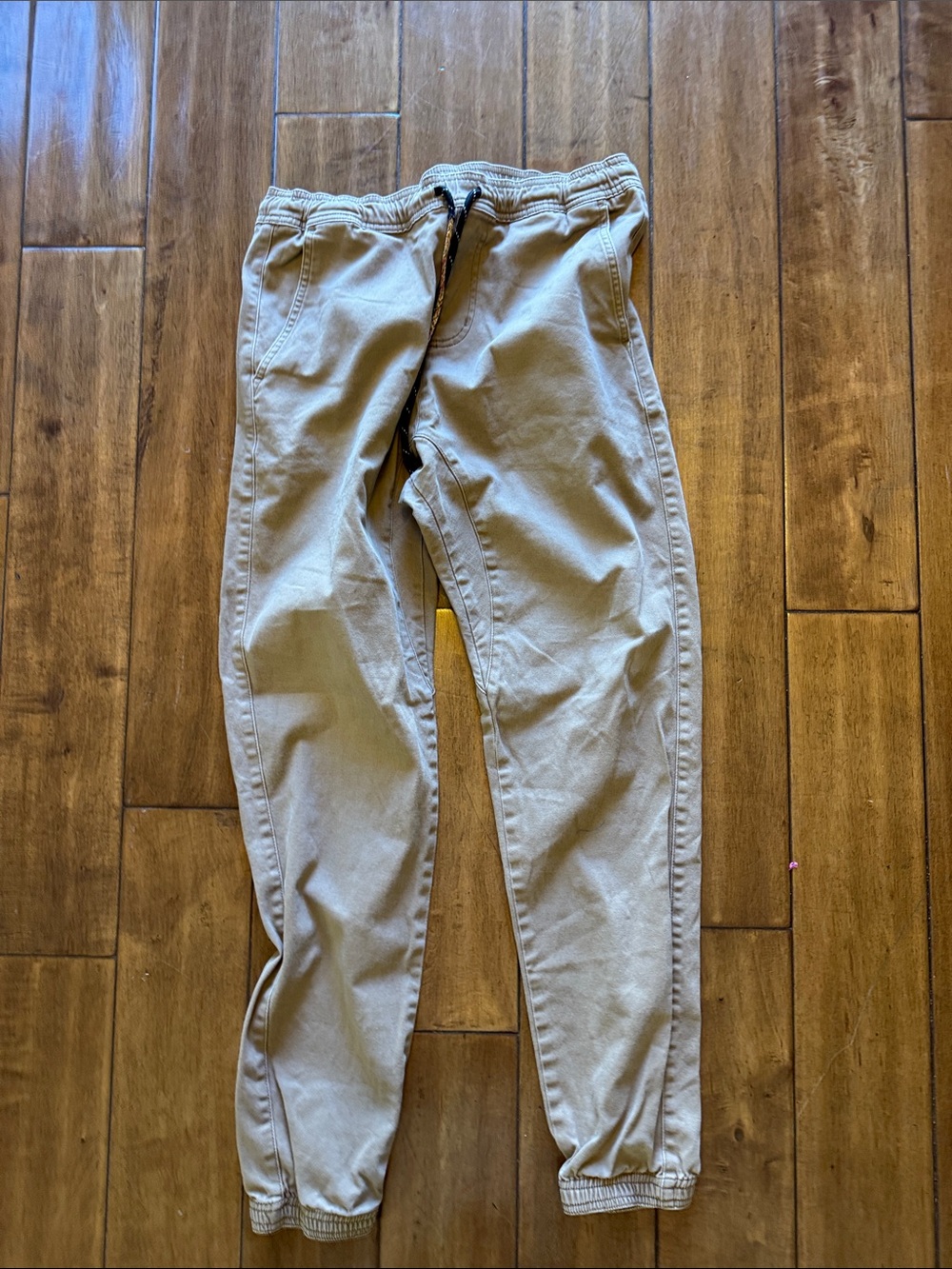 Charles and a half/ Khaki Jogger Pants with Elastic Waist and Cuffs Mens medium